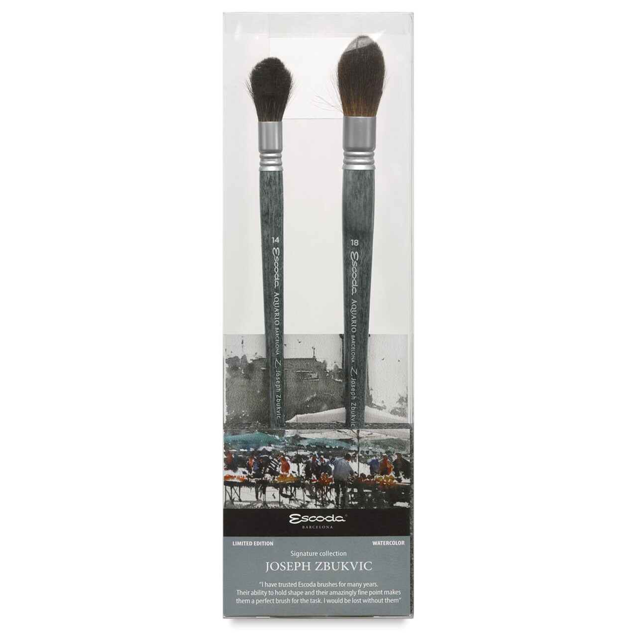 Escoda Aquario Gold Squirrel Mop Brush - Set of 2, Joesph Zbukvic Signature Brushes